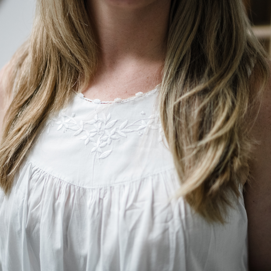 Maison d' Haiti - Wholesale Nightgown - Women's - Embroidered Cotton Nightgown - White Floral Design1