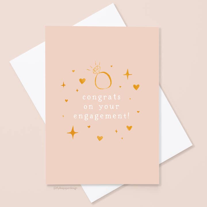 Blush Engagement Card for wholesale by Fly Like Paper Design