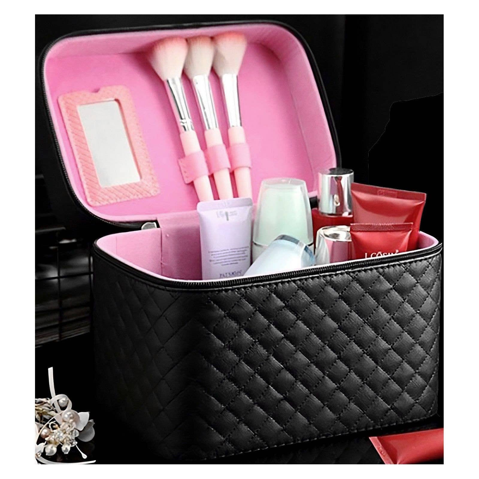 Diacly - Wholesale Make-up/cosmetic bag - Quilted Vegan Leather 3 Pieces Cosmetic Makeup Case Set1
