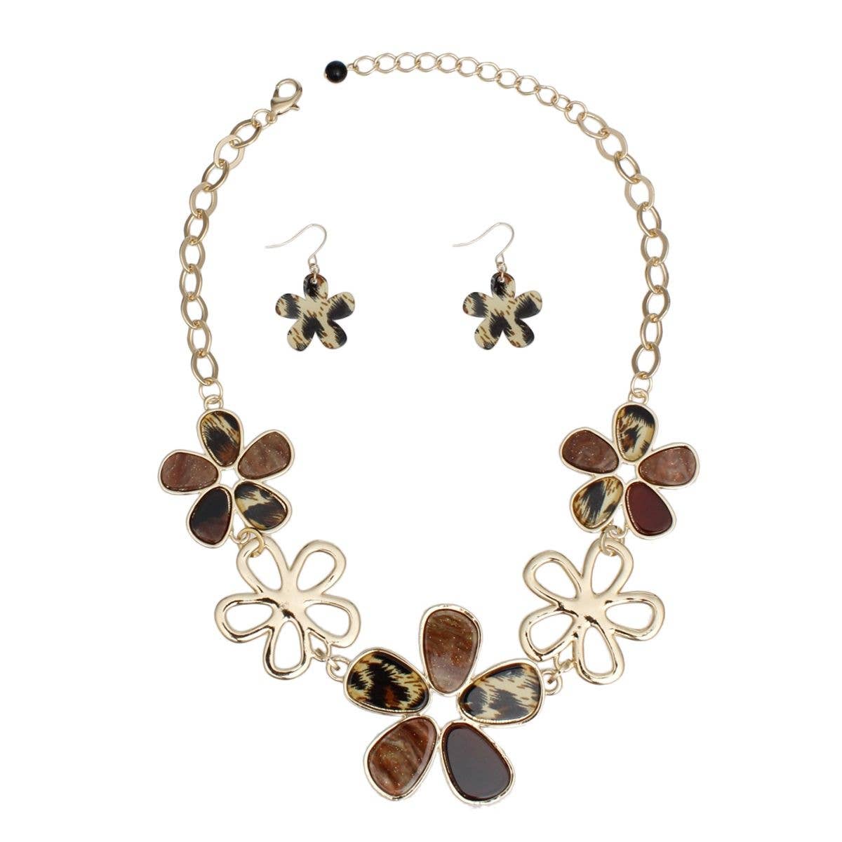 Collar Jungle Chic Leopard Print Flower Necklace for wholesale on Faire1
