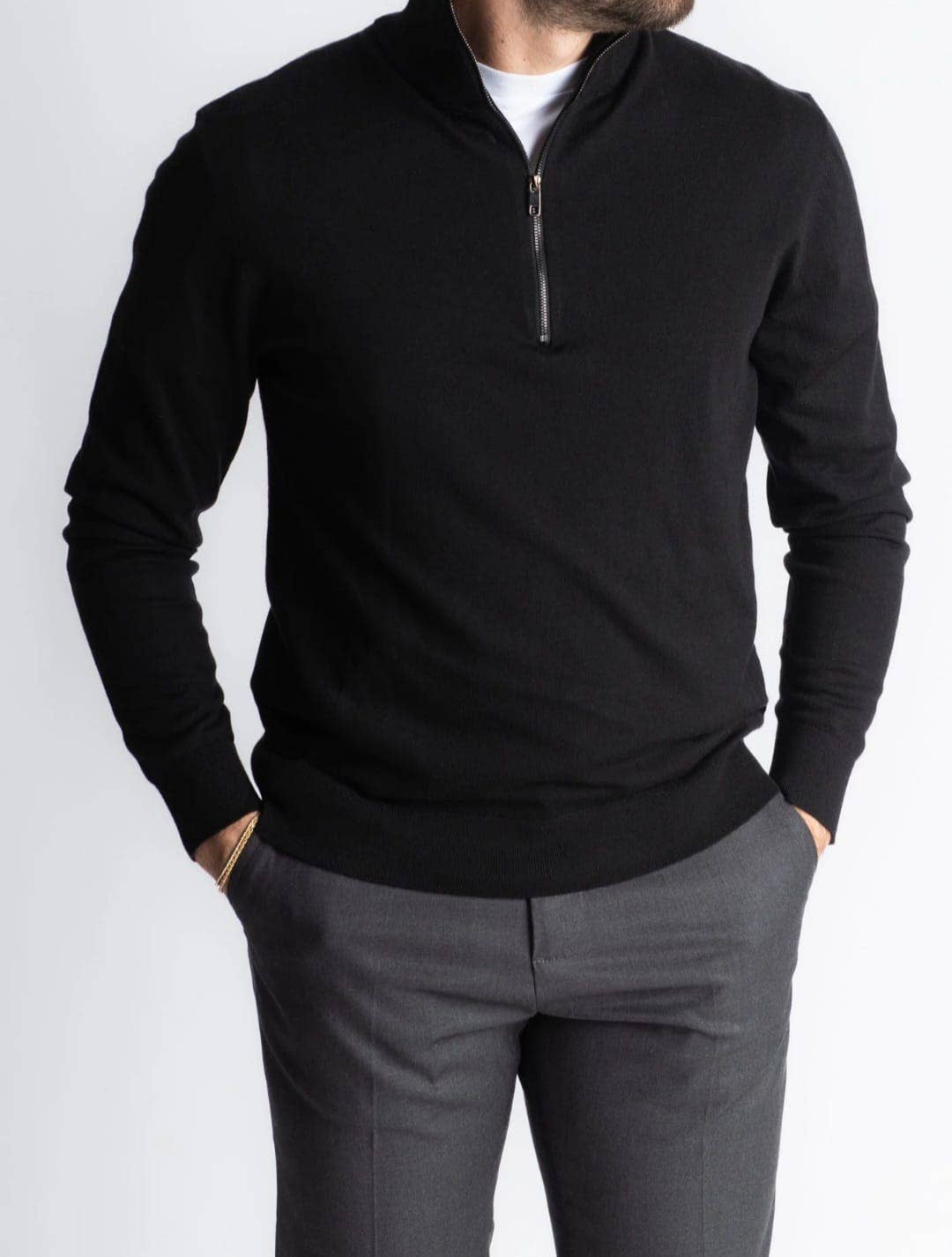 MAKAI the label – wholesale Knitted jumper – Men′s – Half collar with zip in wool blend - MAUI0