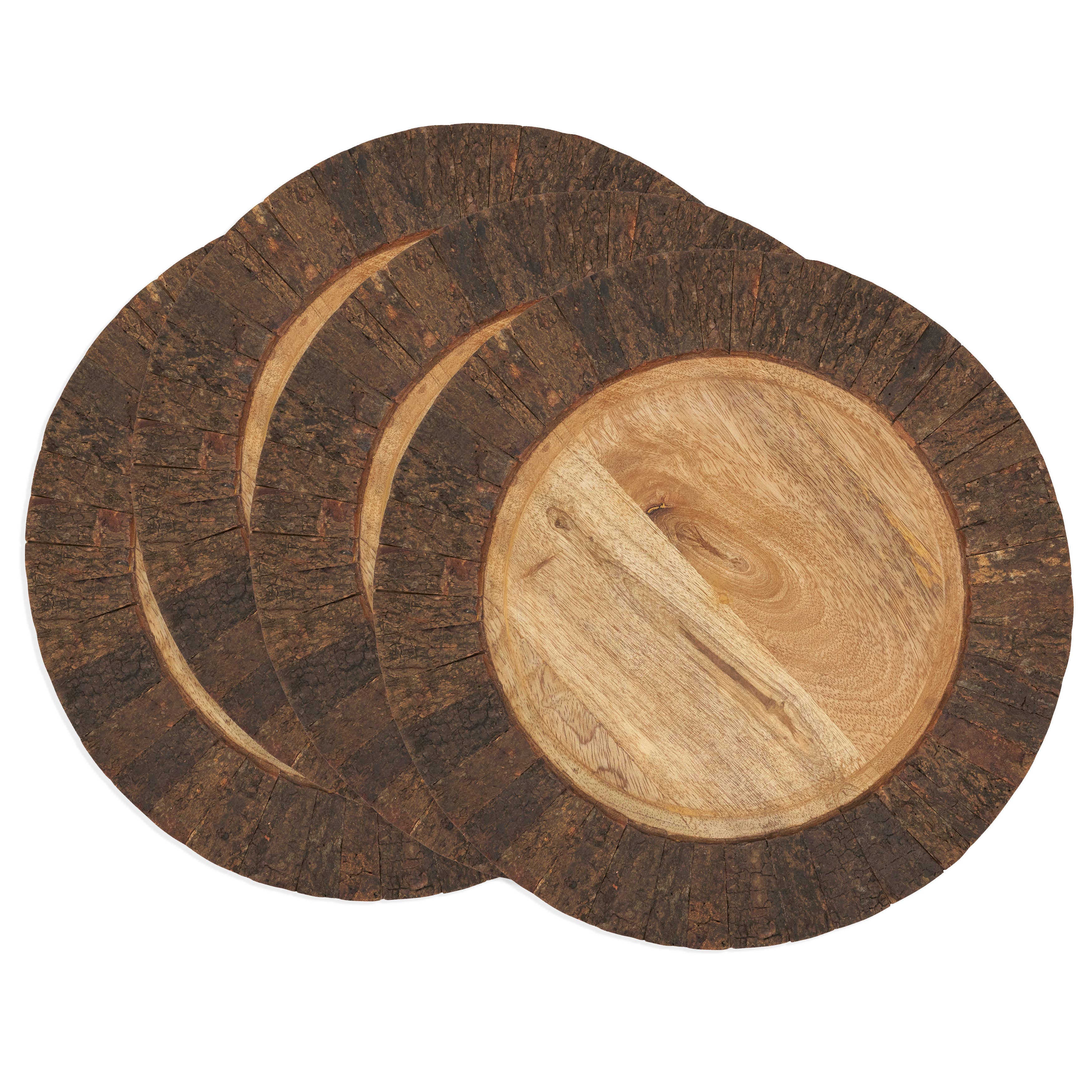 Natural Rustic Bark Rimmed Charger Plate for wholesale on Faire2