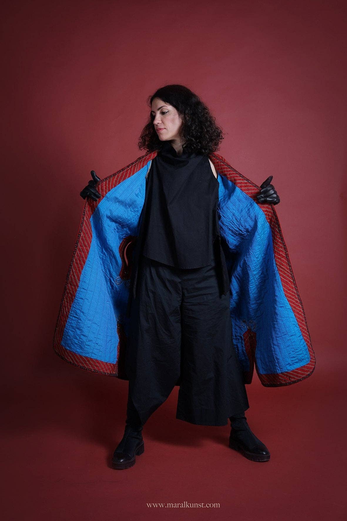 Maral Kunst - Wholesale Coat - Women's - Red Cotton Handmade Turkmen Custom0