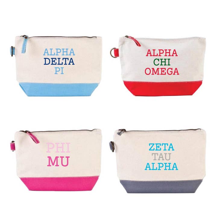 BOLSAS COSMÉTICAS GREGAS DE SORORIDADE por atacado de Donovan Designs