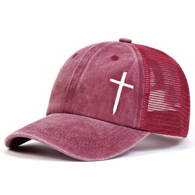 Syrrios Gifts LLC - Wholesale Trucker Hat - Unisex - Christian Cross Embroidered Trucker Hat Adjustable Mesh2