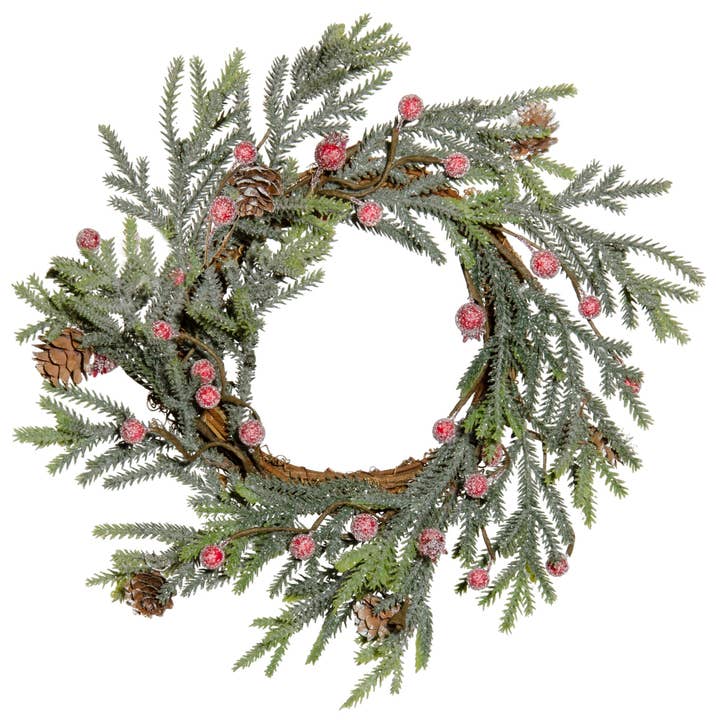 Col House Designs - Wholesale Wreath - Mountain Pine with Berries Wreath 12 Inch