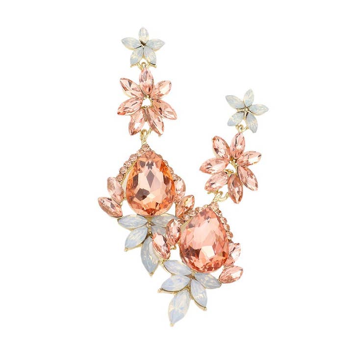 Pearl and Rox - Wholesale Dangle Earrings - Marquise Stone Teardrop Floral Dangle Evening Earrings6