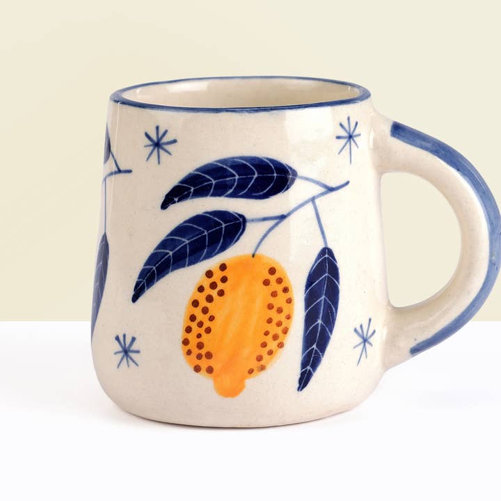 Casa Amarosa - Wholesale Coffee Mug - Lemon Coffee Mug- Yellow , 3.5 X 3 Inches