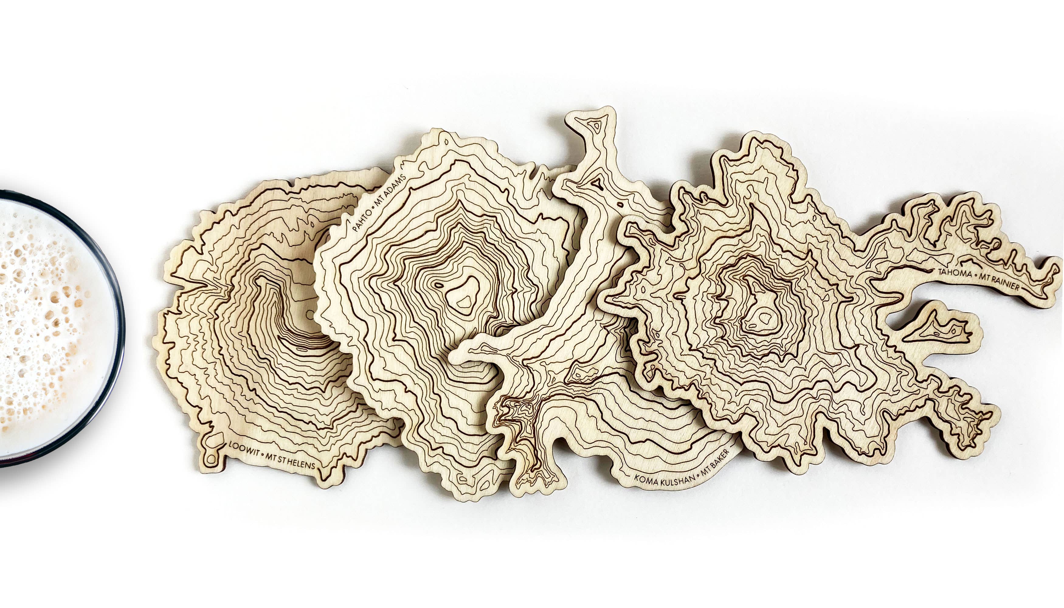 SML | Simple Modern Living - Wholesale Coasters - Washington Volcanoes Topography Coasters - Set of 43