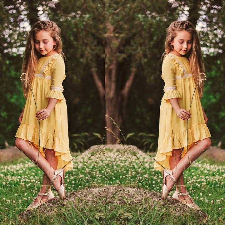 Robe en coton super doux Hi-Lo à manches 3/4 | LL37 pour la vente par SISSYMINI