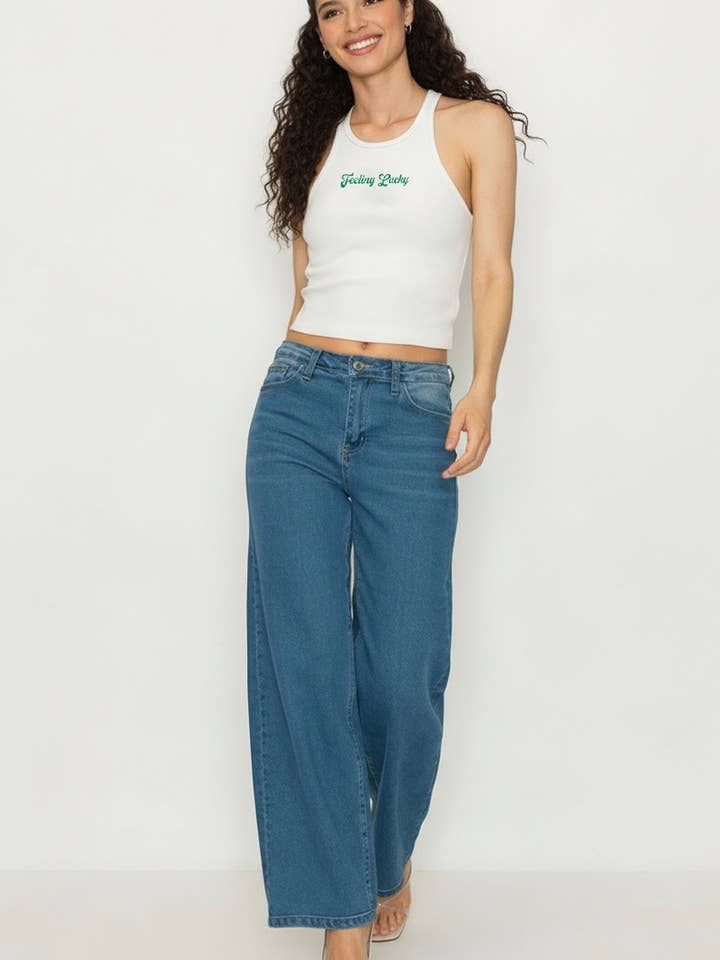 Lucky Charm Heavy Ribbed Tank-RT8483-12 for wholesale by CHERIE