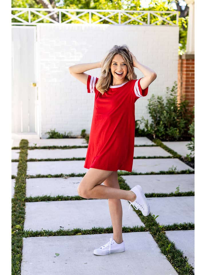 Say it Loud, Say it Proud Gameday Dress, Red for wholesale on Faire1
