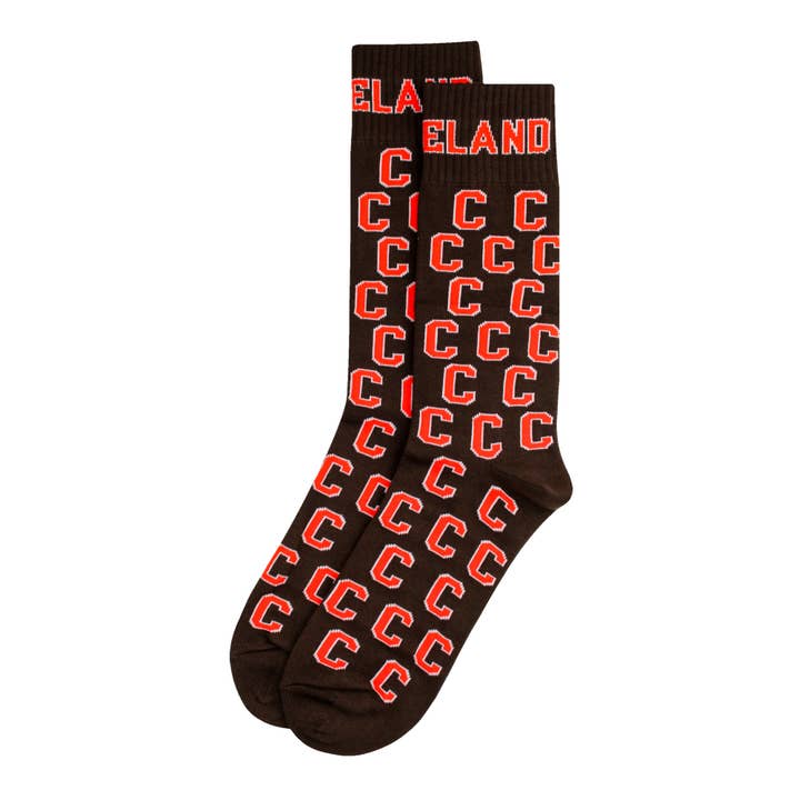 Cleveland Repeating Brown Dress Socks for wholesale by Donegal Bay