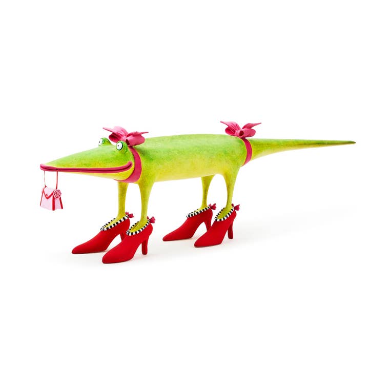 Patience Brewster by MacKenzie-Childs - Wholesale Decorative Figurine - Patience Brewster Gloria Alligator Goes Shopping Figure
