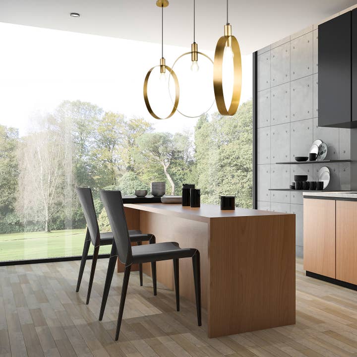 20"H Marquis Modern Brushed Gold Oval Shade Pendant for wholesale by River of Goods