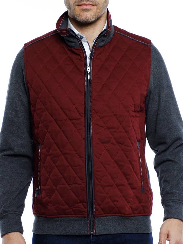 Steppjacke in Burgunderrot und Grau für den Großhandel von Luchiano Visconti