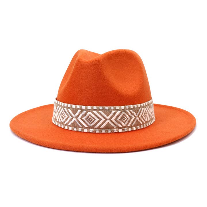 Suzie Q USA - Wholesale Fedora - Women's - Aztec Belt Retro Flat Fedora Hat2