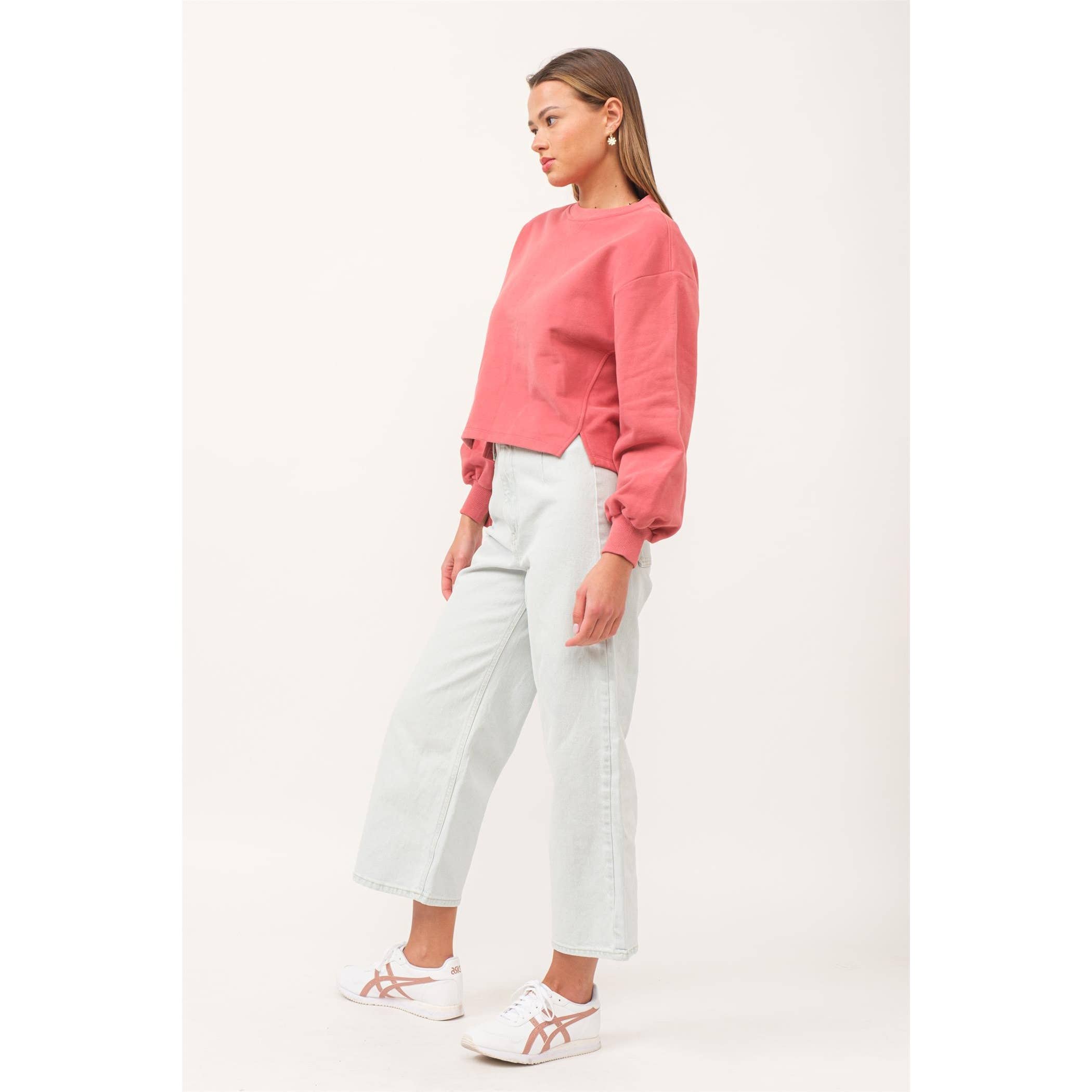 The GREii - Wholesale Sweatshirt - Women's - Cutout Rib Fleece Sweatshirt2