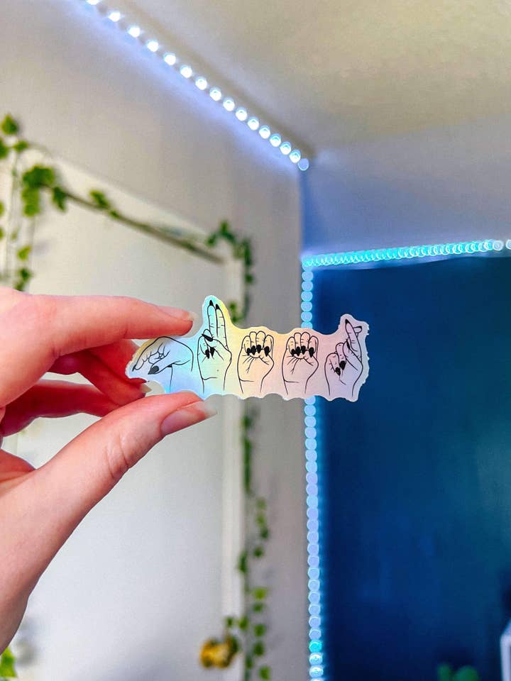ASL Queer Holographic Sticker for wholesale by Scarlet’s Freckles