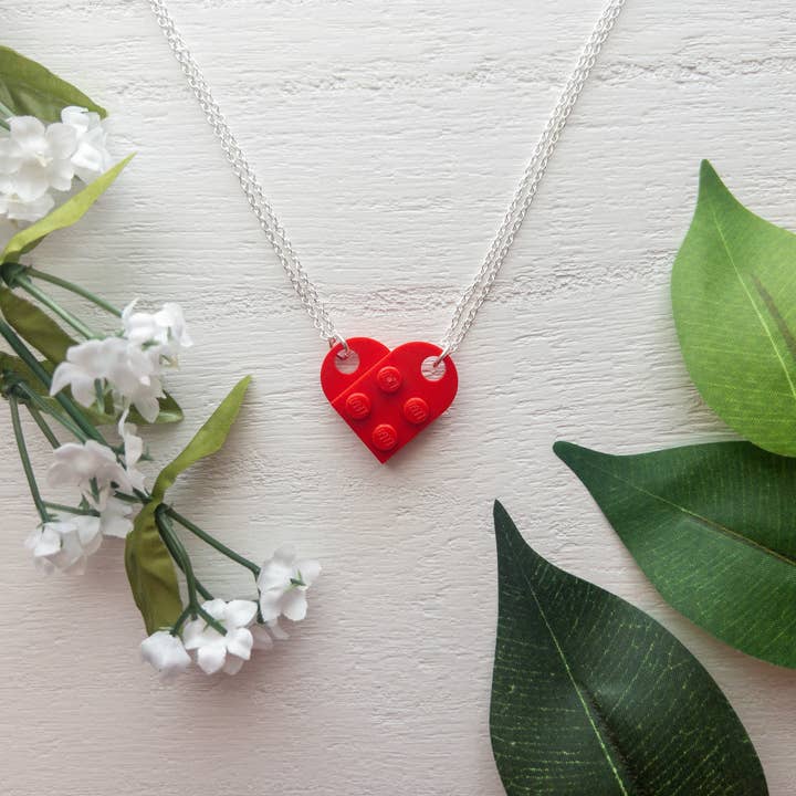 Lego Heart Necklace | Made of real Legos | Valentine for wholesale by AO Designs LLC