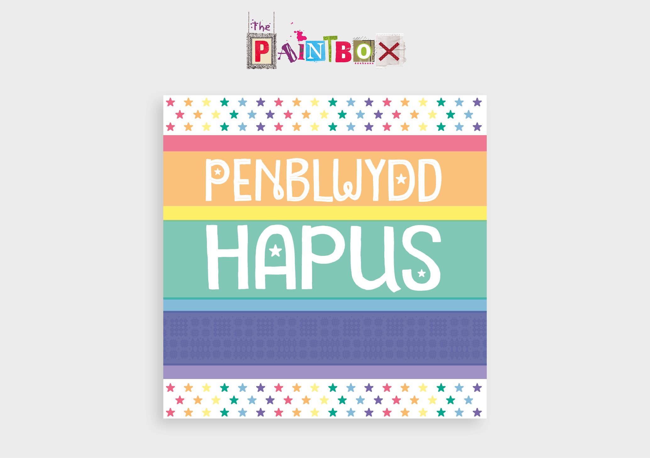 The Paintbox - Wholesale Birthday Card - Penblwydd Hapus - Happy Birthday rainbow style Welsh card x61