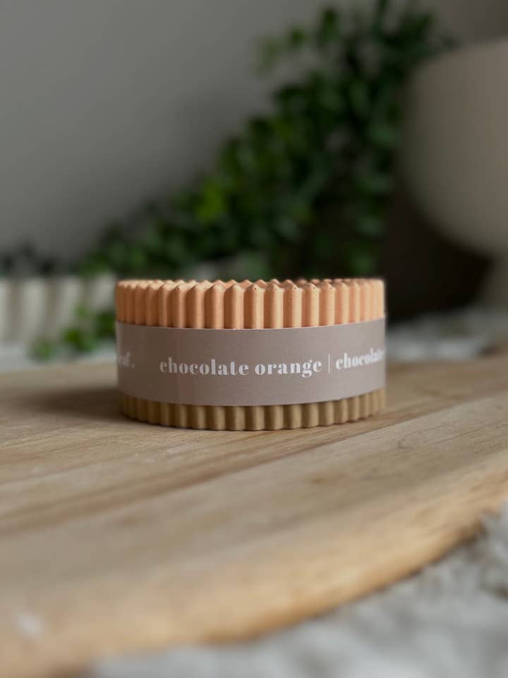 Chocolate Orange Scented Soy Wax Refillable Small Candle for wholesale by The Wax Leaf Candle Co