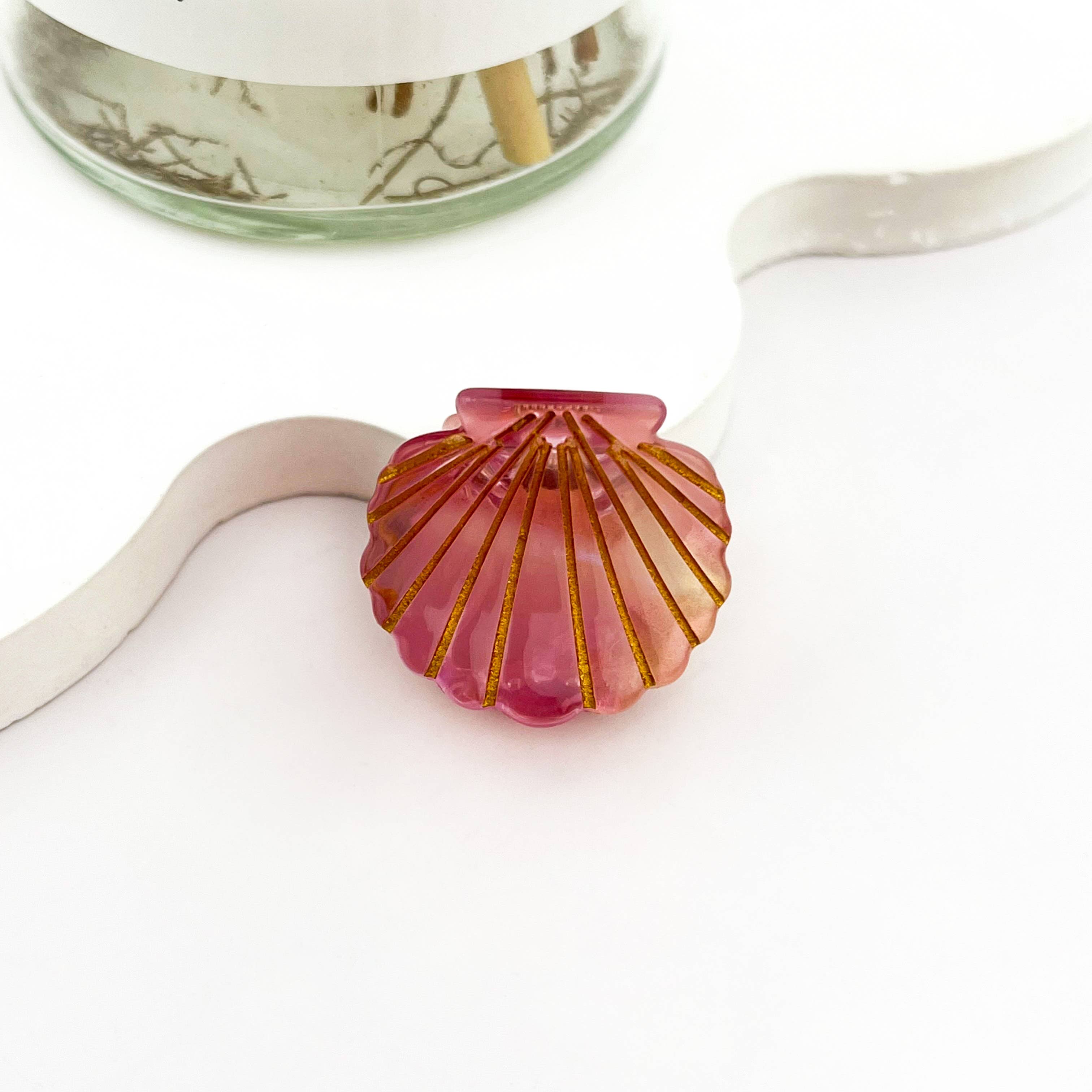 mildstyles - Wholesale Hair Clip - Women's - Cute Mini Small Shell with Gold Line Acetate Hair Claw Clip3