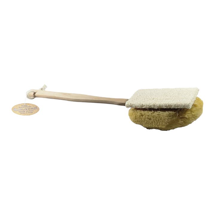 Sponges Direct - Wholesale Bath Pouf/Sponge - Double Sided - Natural Sea Sponge + Loofah Stick
3