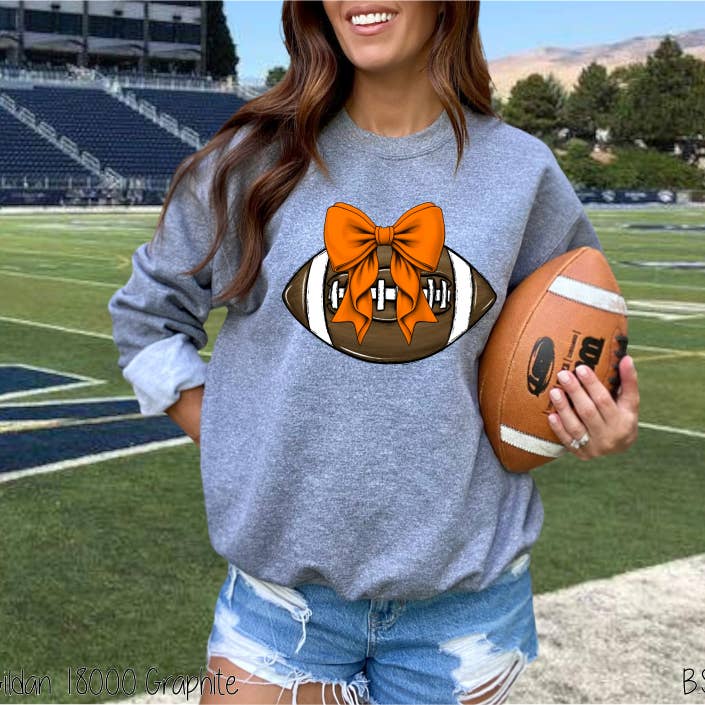 Bama Screens - Wholesale Sublimation Transfer - Orange Bow Coquette Football #BS7095