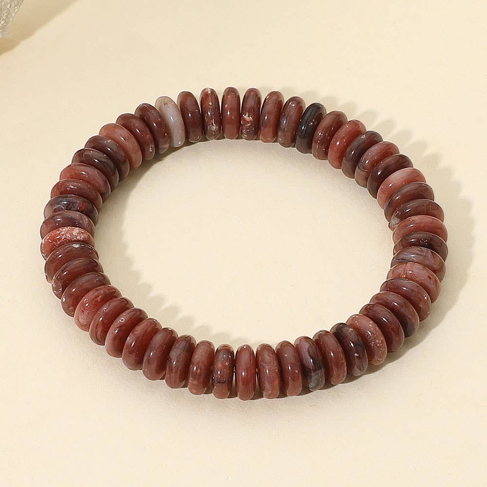 Sensibling Corp. - Wholesale Armband met kralen - Gemarmerde Platte Schijf Kralen Stretch Armband0