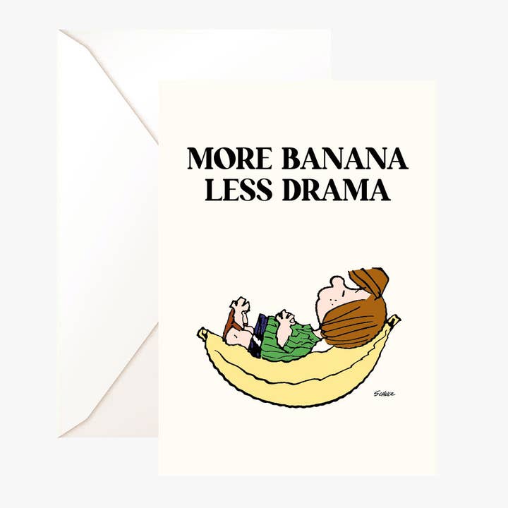 Doppelte Karte Snoopy "Mehr Banane Weniger Drama" + Umschlag für den Großhandel von Titlee