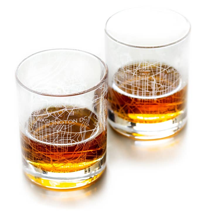 Washington DC Whiskey Map Glass (Set of 2) for wholesale by RES|SCU