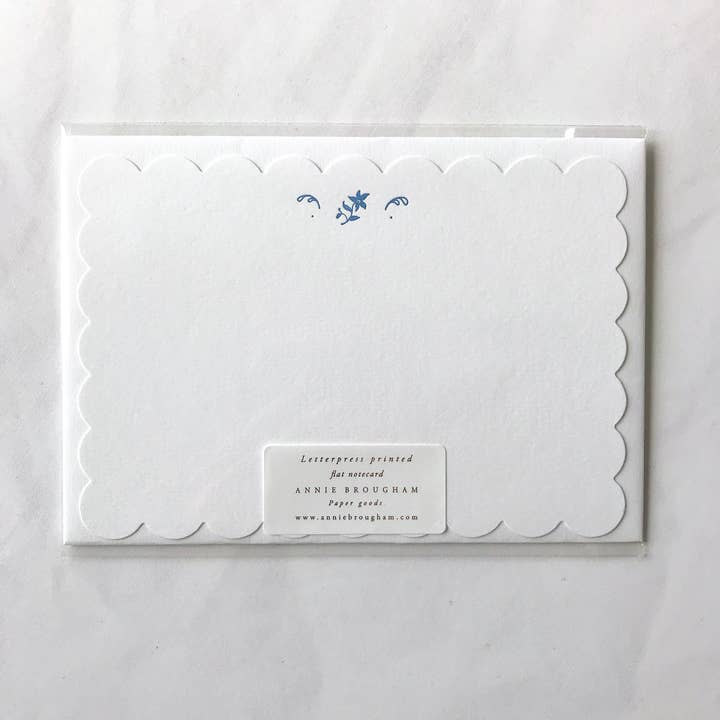 Annie Brougham Paper Goods. - Wholesale Stationery/Notecard Set - Letterpress Flat Note - Blue Floral Motif3