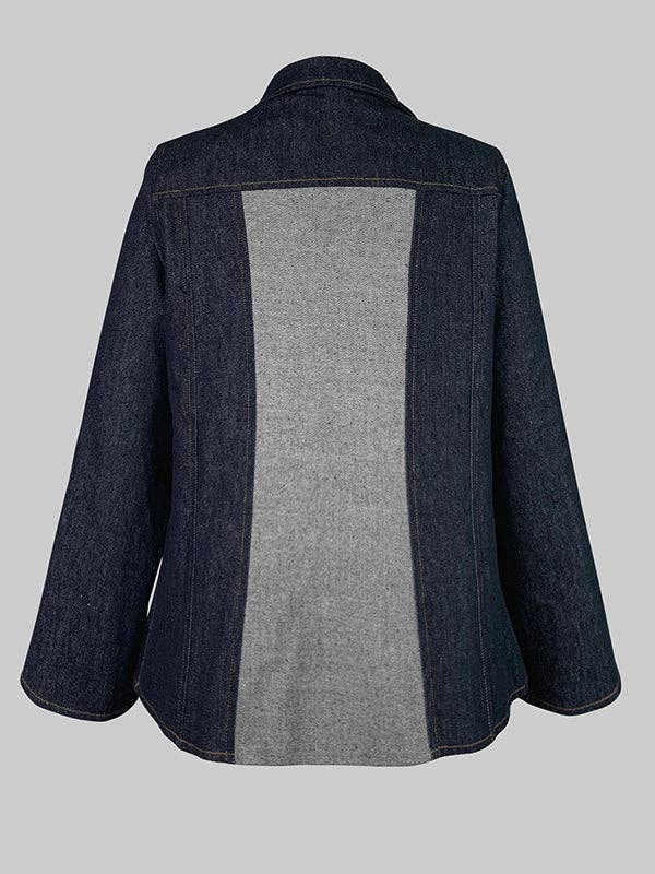 BLU PROFONDO Giacca con scollo a V a contrasto con giuntura divisa in vendita all'ingrosso su Faire10