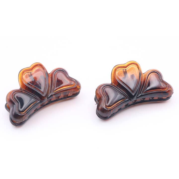 Parcelona French Love Hearts Haarkrallen aus Zelluloid, sehr klein, Set mit 2 Haarkrallen für den Großhandel von Parcelona