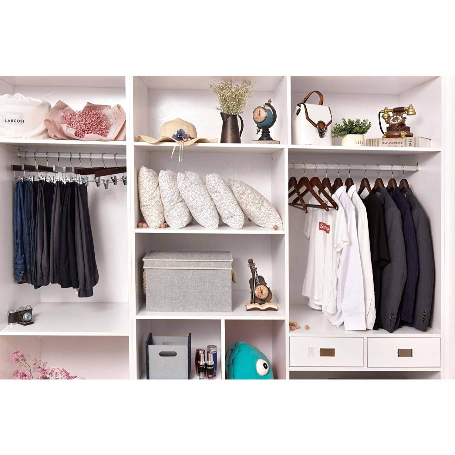 Quality Hangers - Wholesale Clothes Hangers - W023 - Wooden Straight Skirt Hangers-Walnut/Chrome Hook -10012