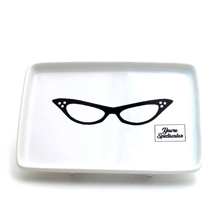 Lenny Mud - Wholesale Jewelry Dish - You're Spectacular Cat Eyeglass Tray