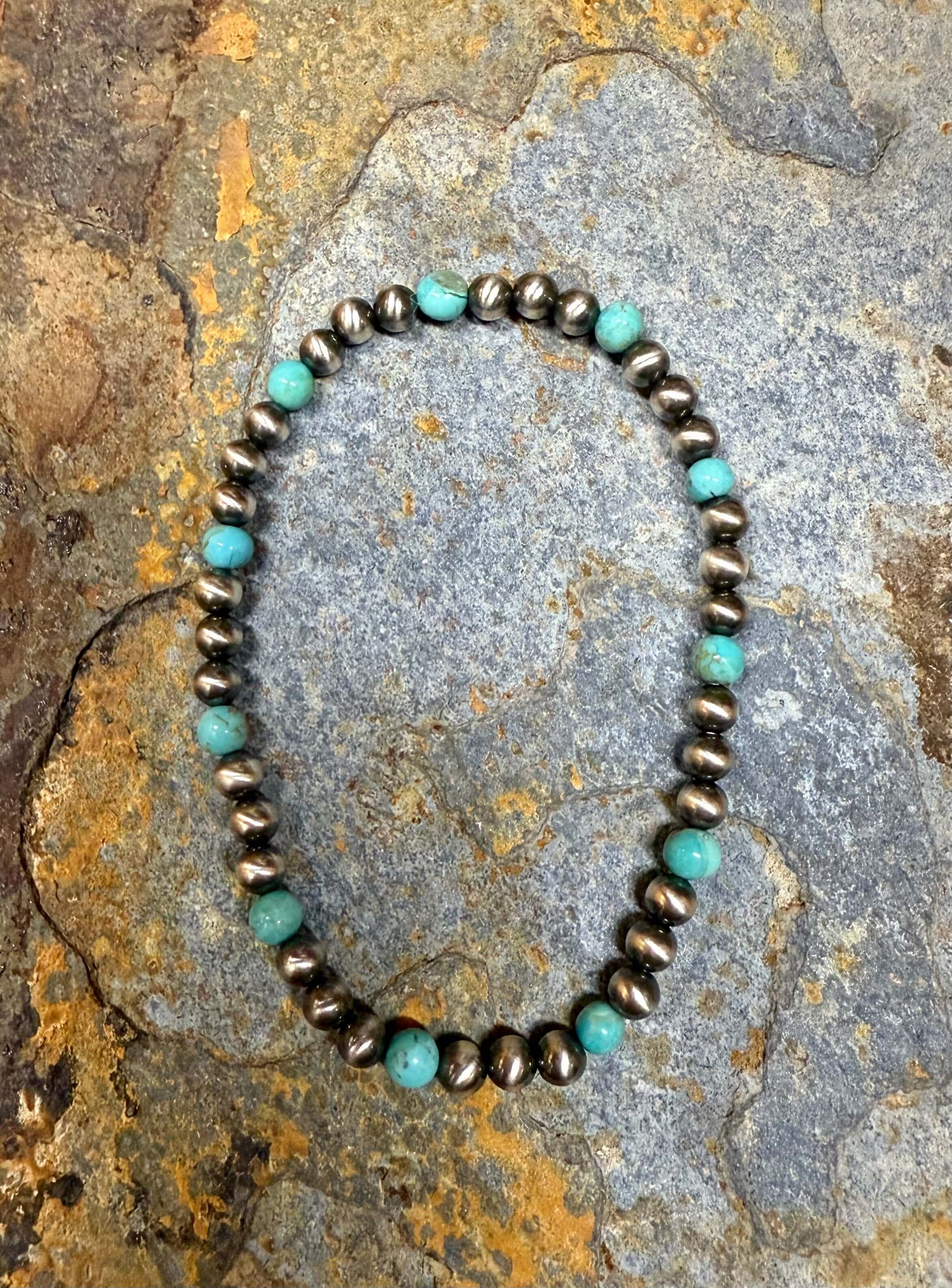 Wild Mountain Soul Designs - Wholesale Beaded Bracelet - Small Kingman Turquoise Sterling Silver Pearl Bracelet1