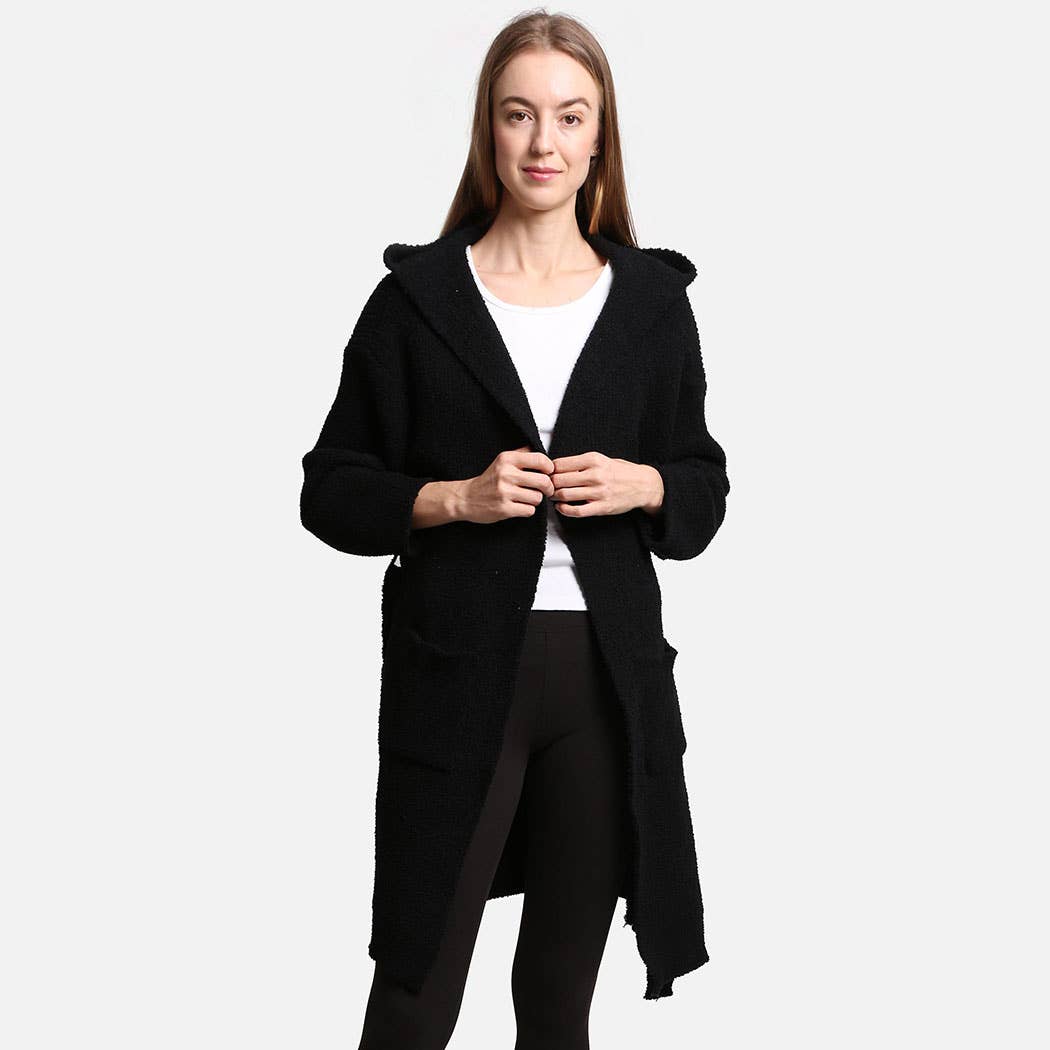 Fashion City - Venta al por mayor Bata - Mujer - Bata con capucha suave de color liso con bolsillo1