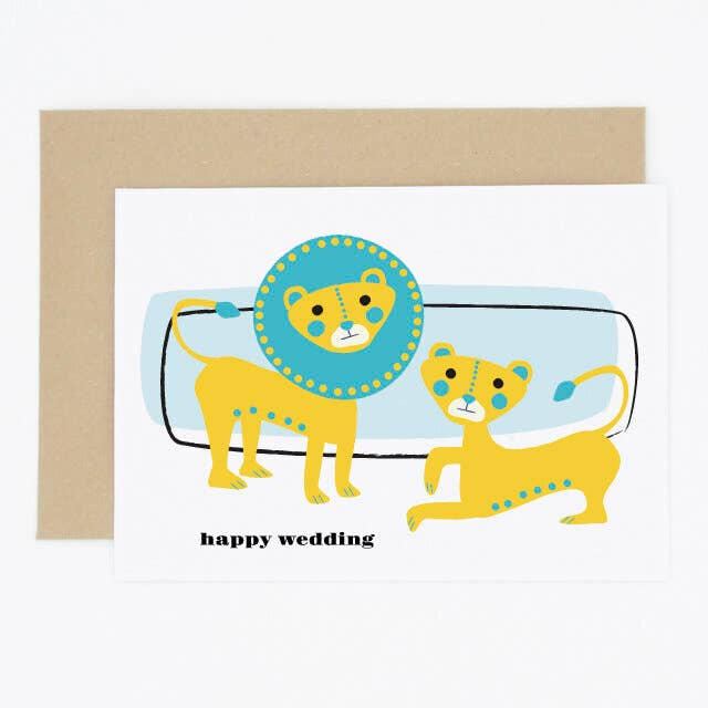 Mitten av århundradet moderna Lions bröllopskort för wholesale av Madame Annie et Fils