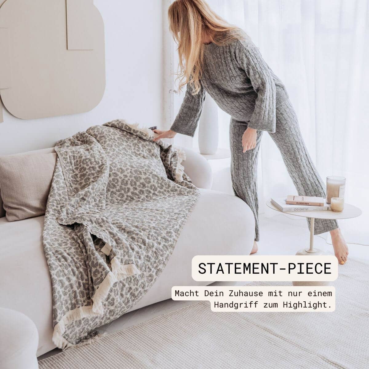 VAYVA - Vente Plaids - Couverture 100% coton | Jeté de canapé | Plaid Leo2