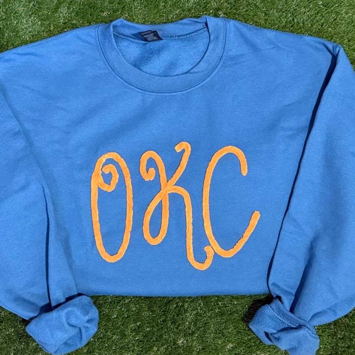 OKC Yarn Embroidered Sweatshirt for wholesale by Daily Fetch KC