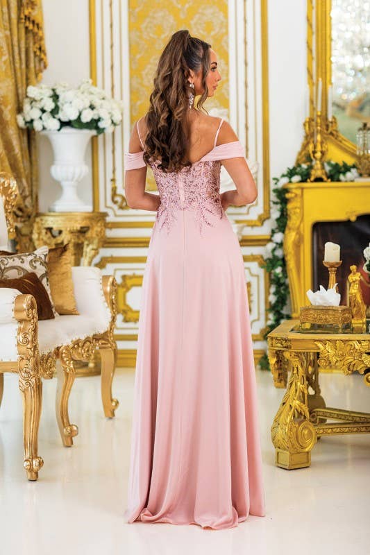 Dancing Queen Dress - Wholesale Gown - Women's - Off-Shoulder Prom Dress with Beaded Bodice5