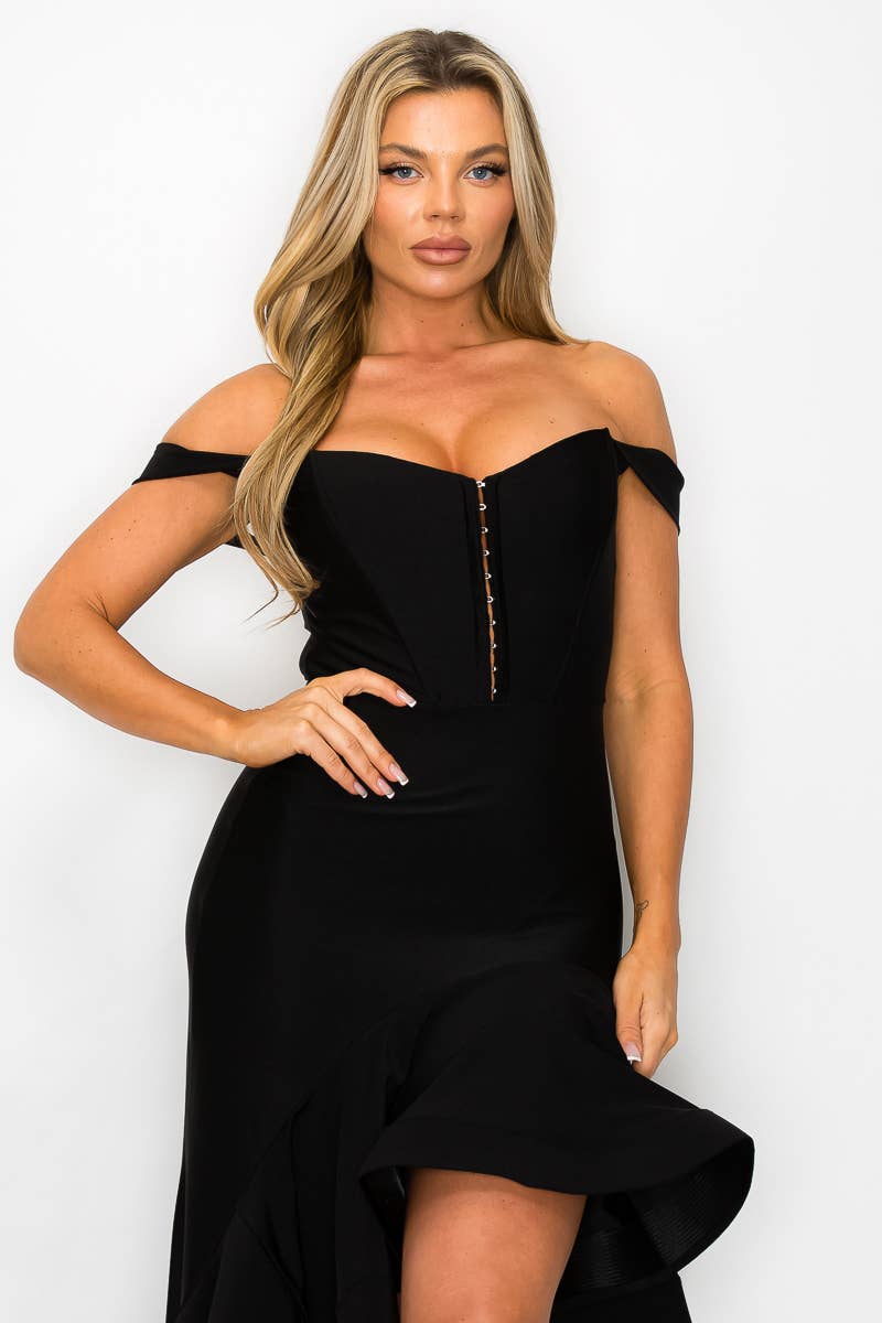 Kimcine - Wholesale Dress - Women's - KD20110Power Satin Corset Tube Top Ruffled Skirt  Dress(SALE8