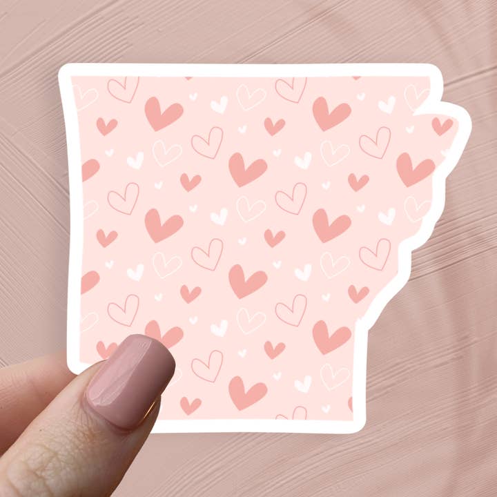 Arkansas Hearts State Sticker for wholesale by The State Stickers