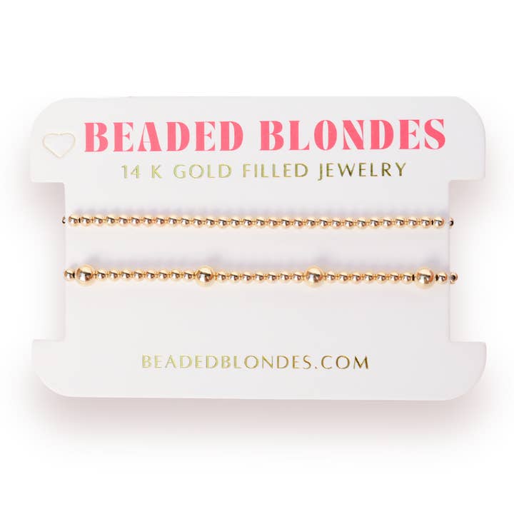 Olive + Pilha 3MM em Ouro por atacado de Beaded Blondes