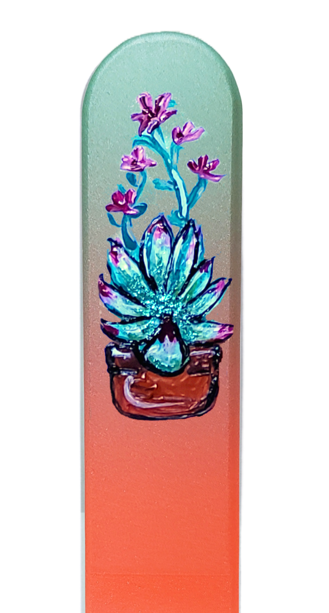 Classy Nail Files - Wholesale Nail File - Succulents Cactus Colored Hand Painted Crystal Nail File0