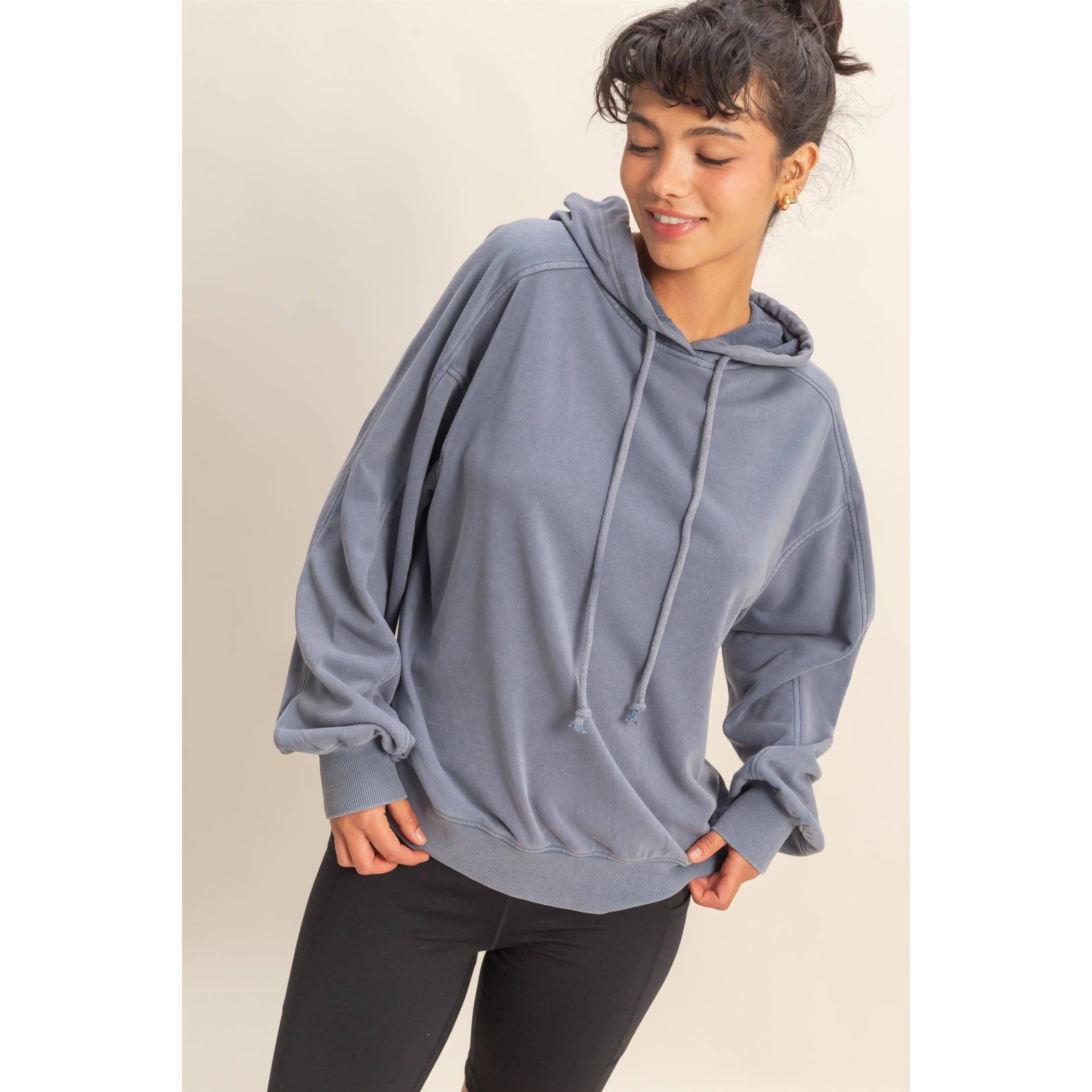 Double Zero - Wholesale Hoodie - Women's - Mineral Washed Seam Detail Hoodie29
