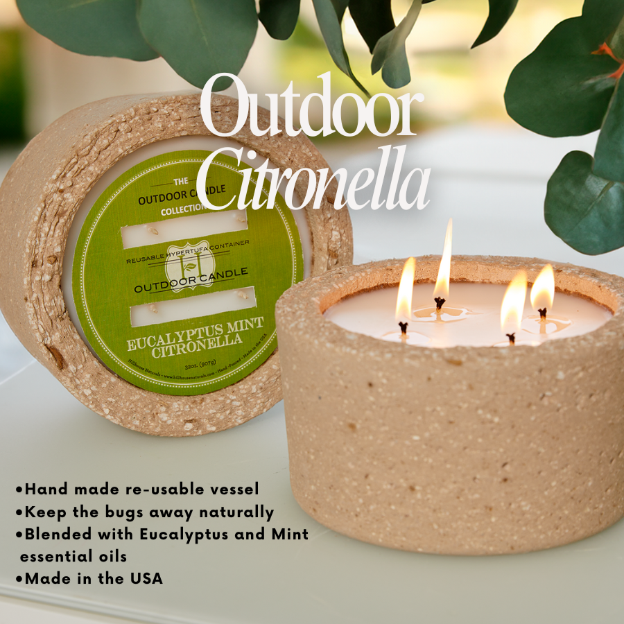 Hillhouse Naturals/Field+Fleur - Vendita all'ingrosso Candela per esterni - Candela da Esterno in Cemento Eucalipto Menta Citronella 32oz. Ct21