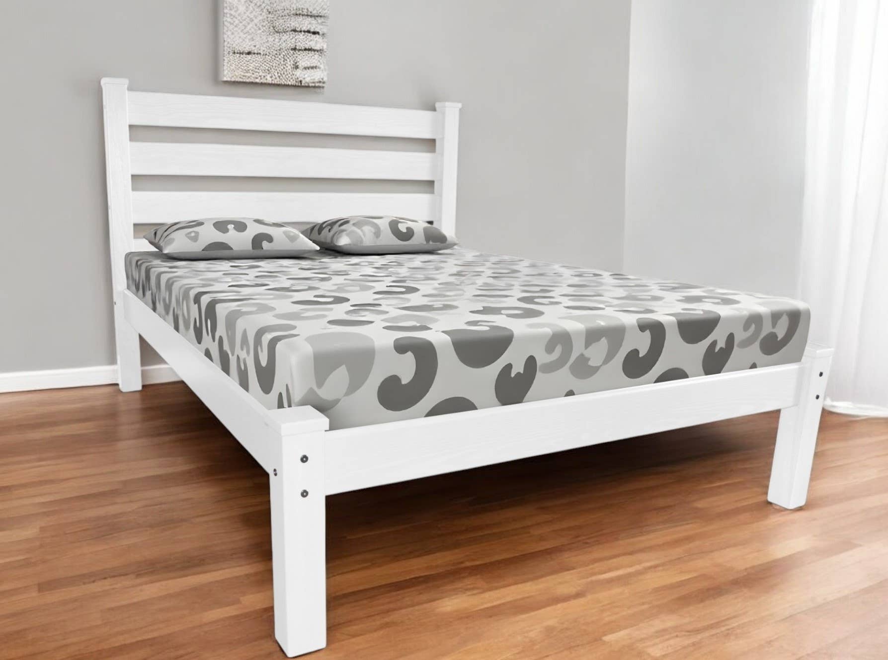 HomeRoots - Wholesale Bedroom Furniture - White Solid Wood Full Bed Frame